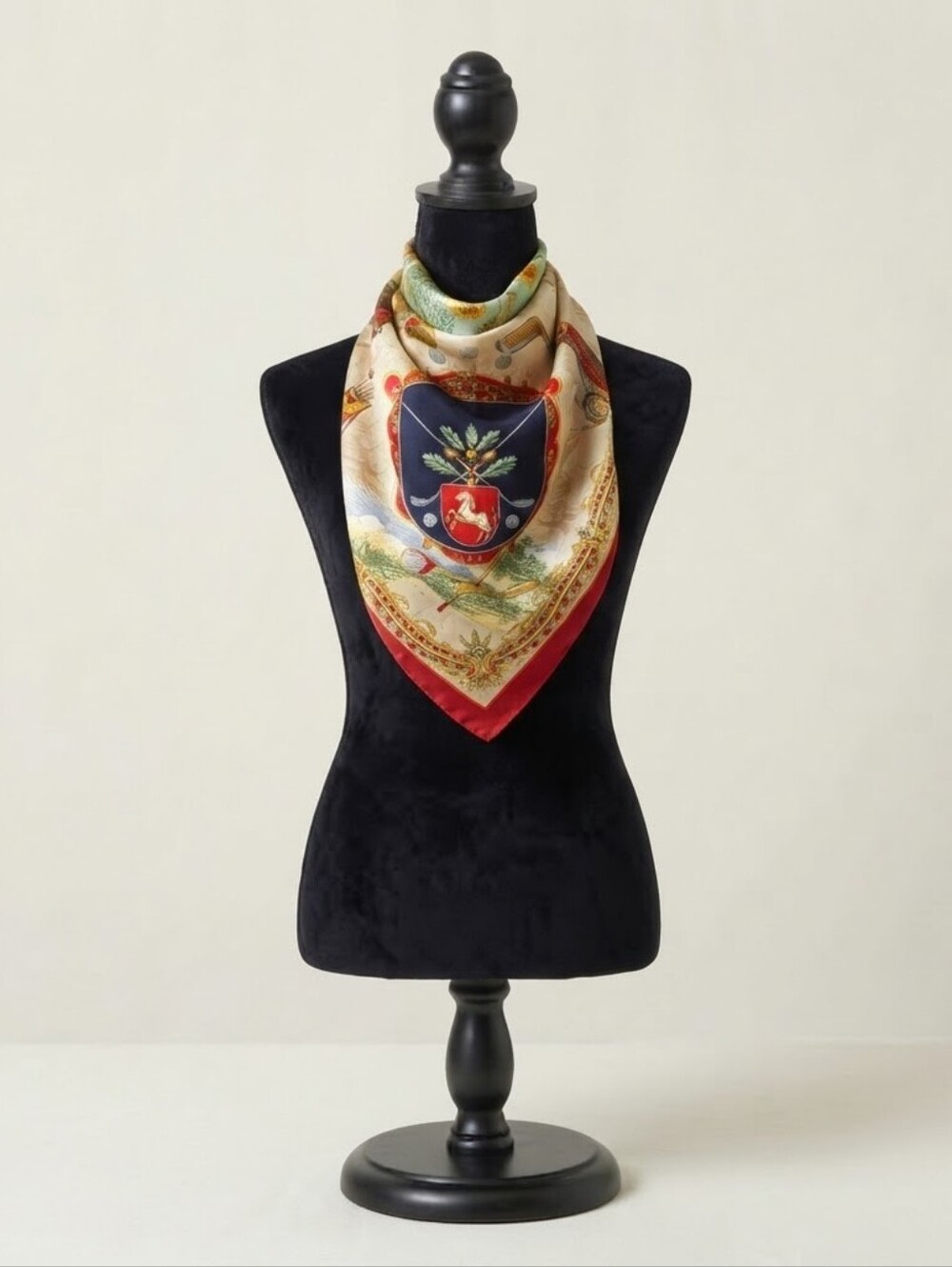 Vintage Silk Scarf, Italian Country Club Foulard, Equestrian Golf